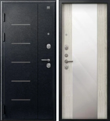 Дверь V-04 Черный муар - Полярный дуб Зеркало